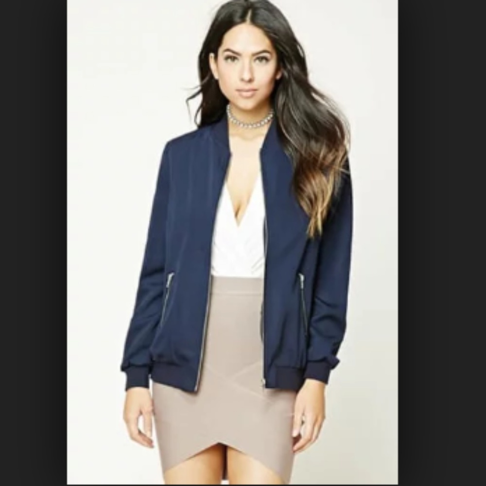 Navy Forever 21 Bomber Jacket